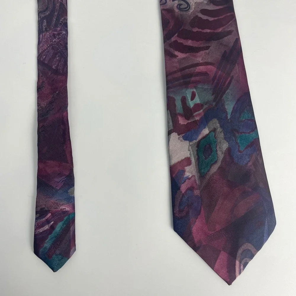 Vintage Necktie Wembley Starshine Purple Teal Tie Polyester Retro Abstract Funky
